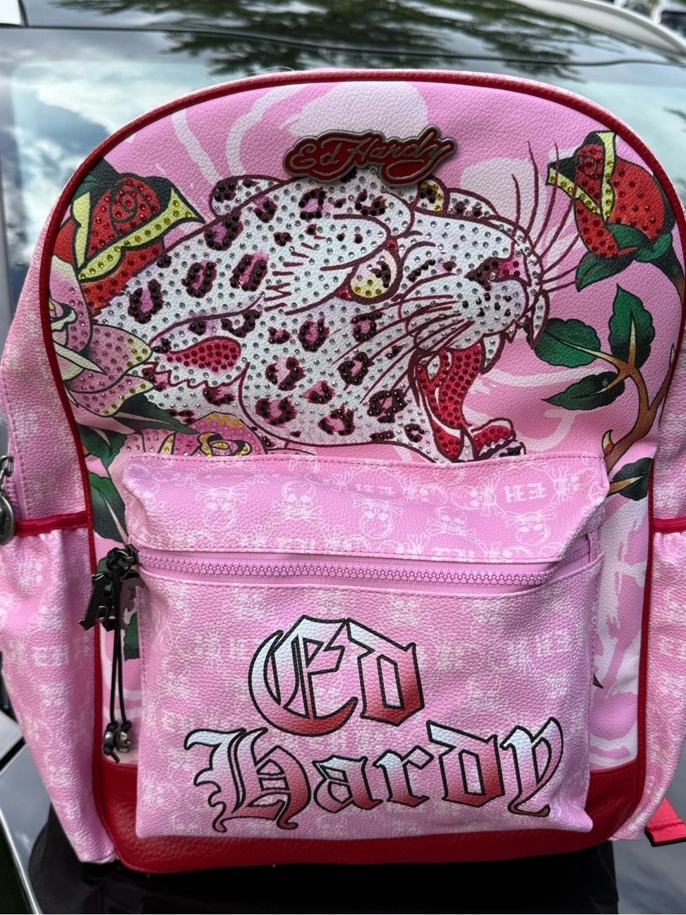 Ed Hardy Pink & Red Leopard Mini Backpack